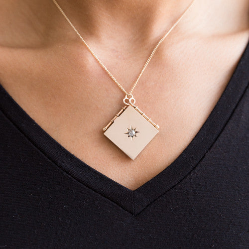 Diamond Star Solid Gold Locket