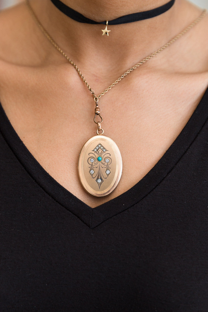 Turquoise Chandelier Antique Locket
