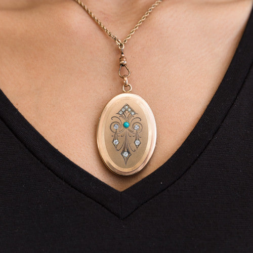Turquoise Chandelier Antique Locket