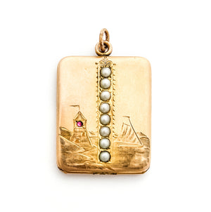Nautical Pearl Antique Locket