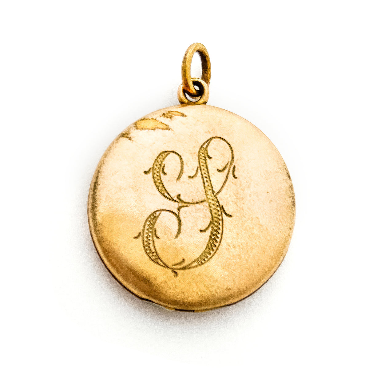 Engraved "S" Ornamental Wreath Antique Locket