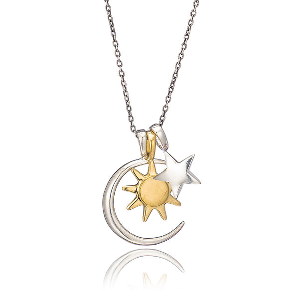 Moon, Sun and Stars Necklace - Main Image