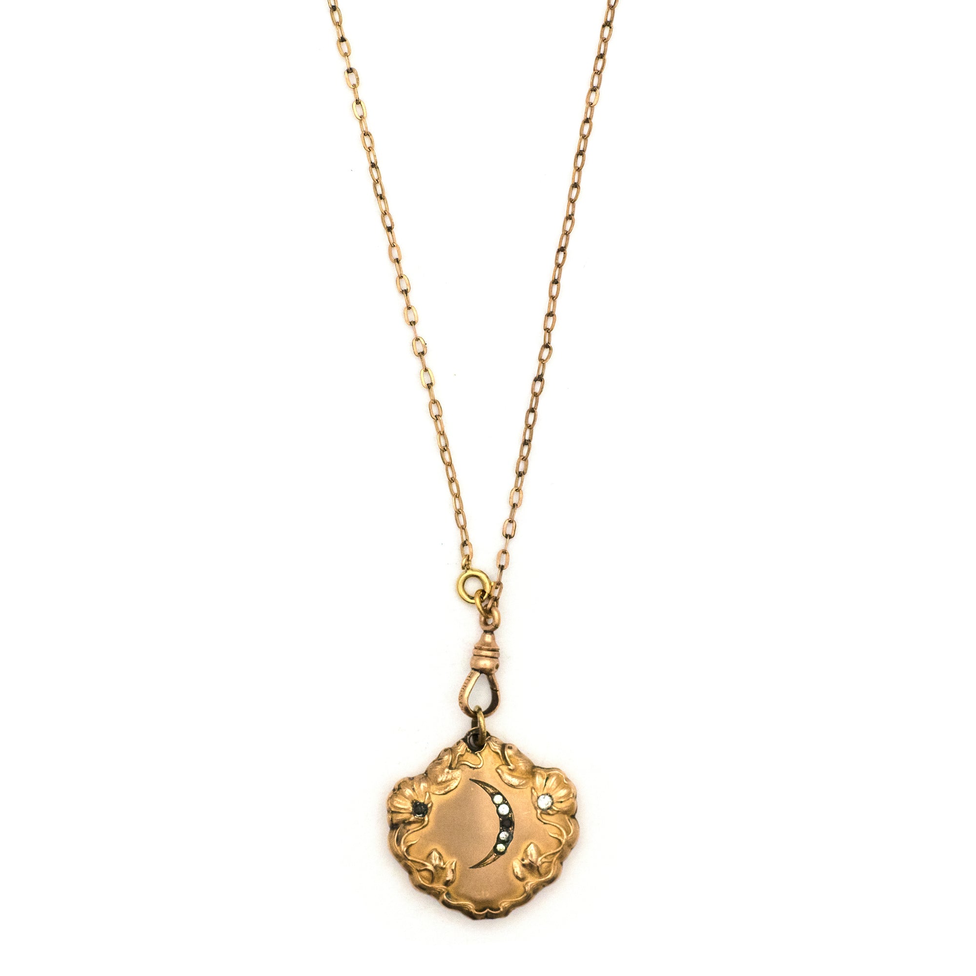 Crescent Moon & Flowers Locket