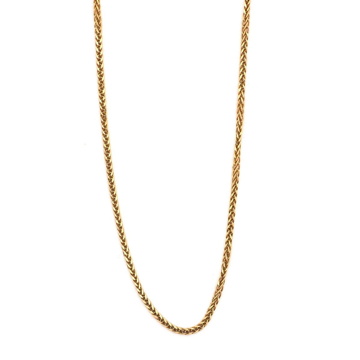 14K Yellow Gold Round Wheat Chain