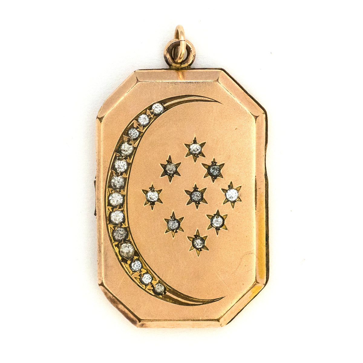 Crescent Moon & Stars Rectangular Locket