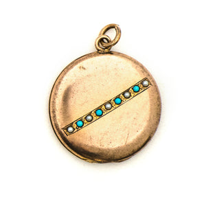 Turquoise and Pearl Crossbar Locket