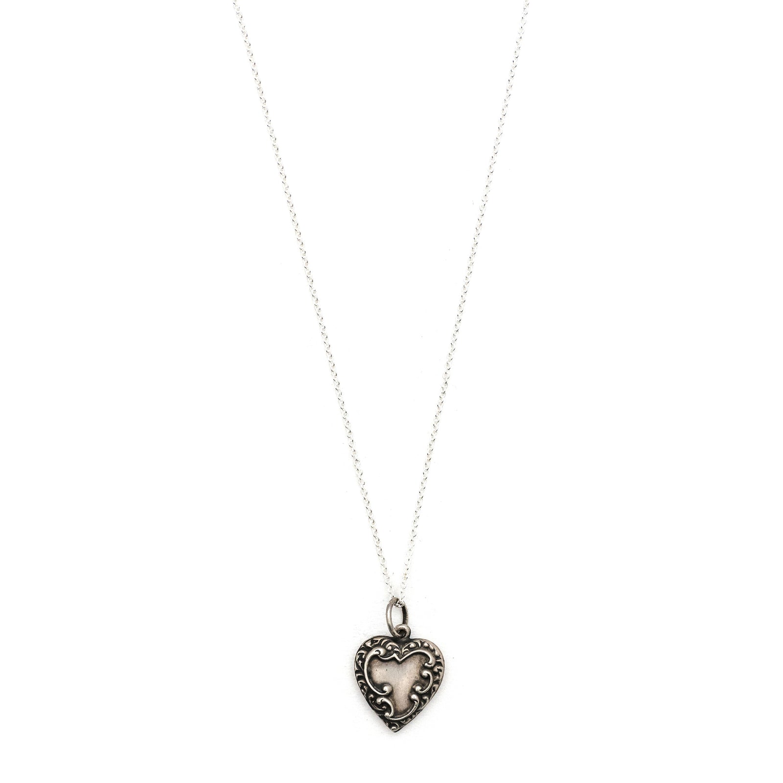 Antique Sterling Silver Swirling Heart Charm