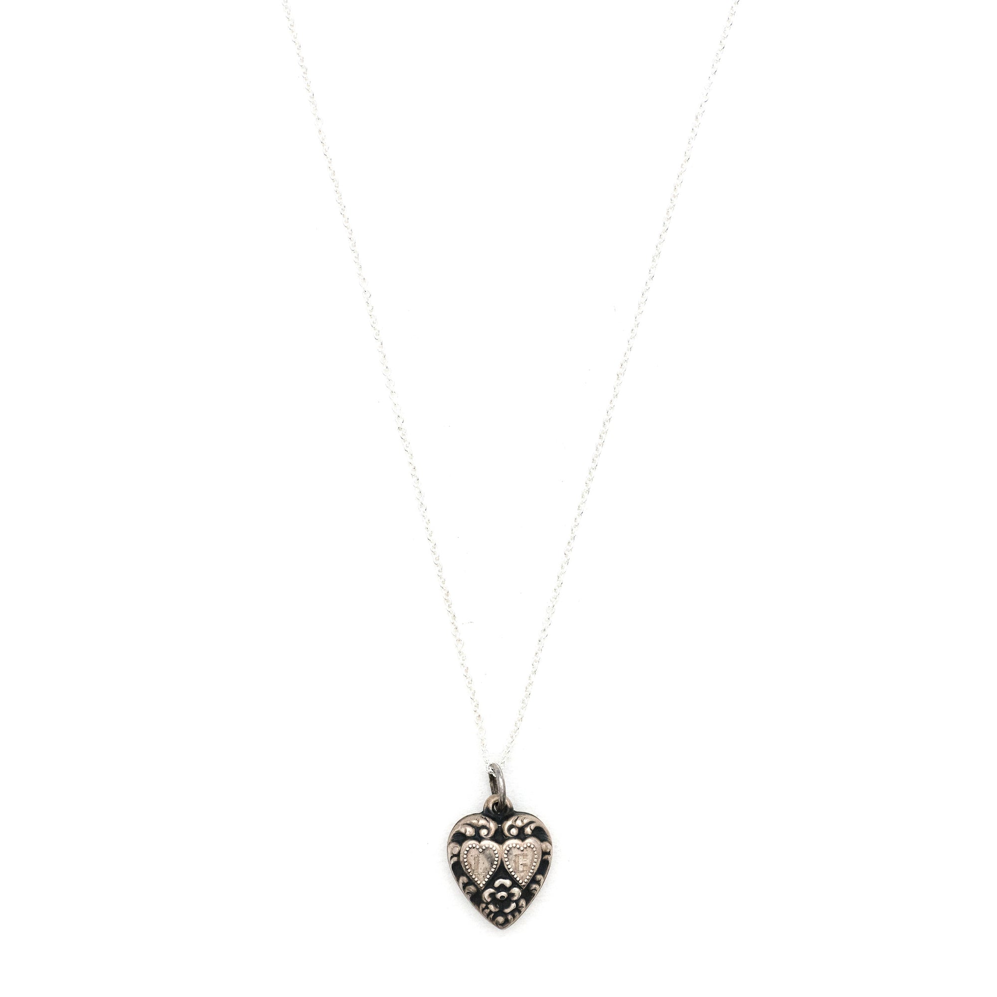 Antique Sterling Silver I Love You Heart Charm