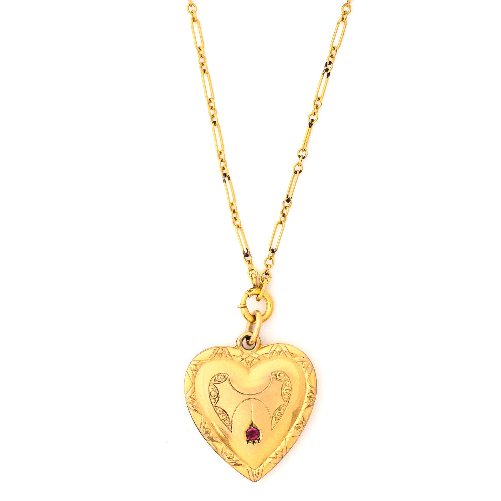 Antique Wildflower Heart Pendant