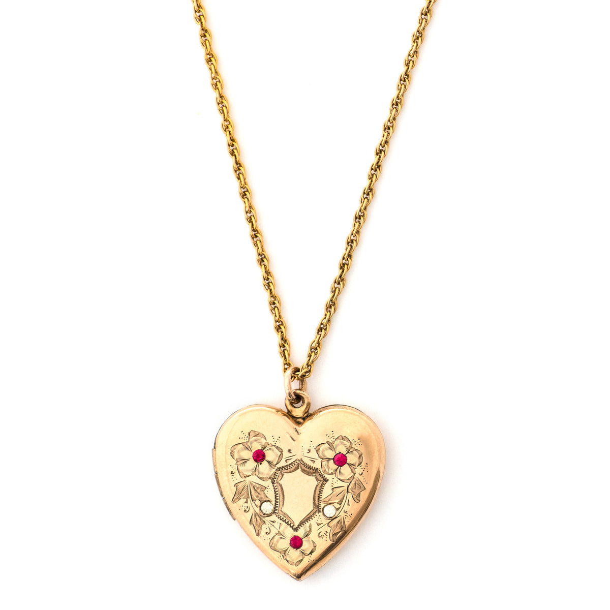 Floral Shield Heart Locket