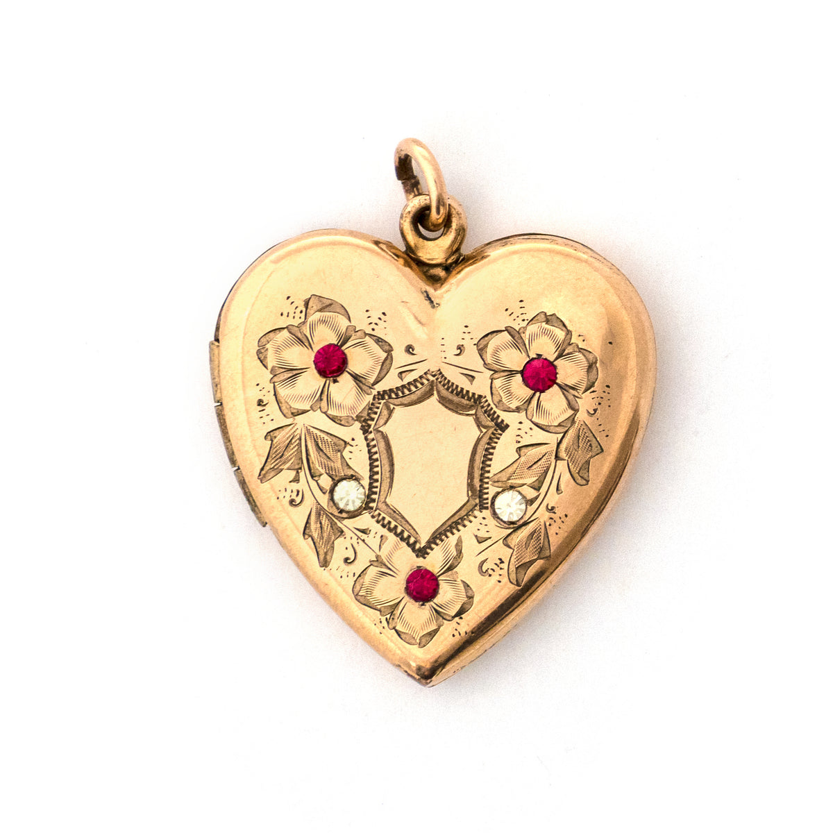 Floral Shield Heart Locket