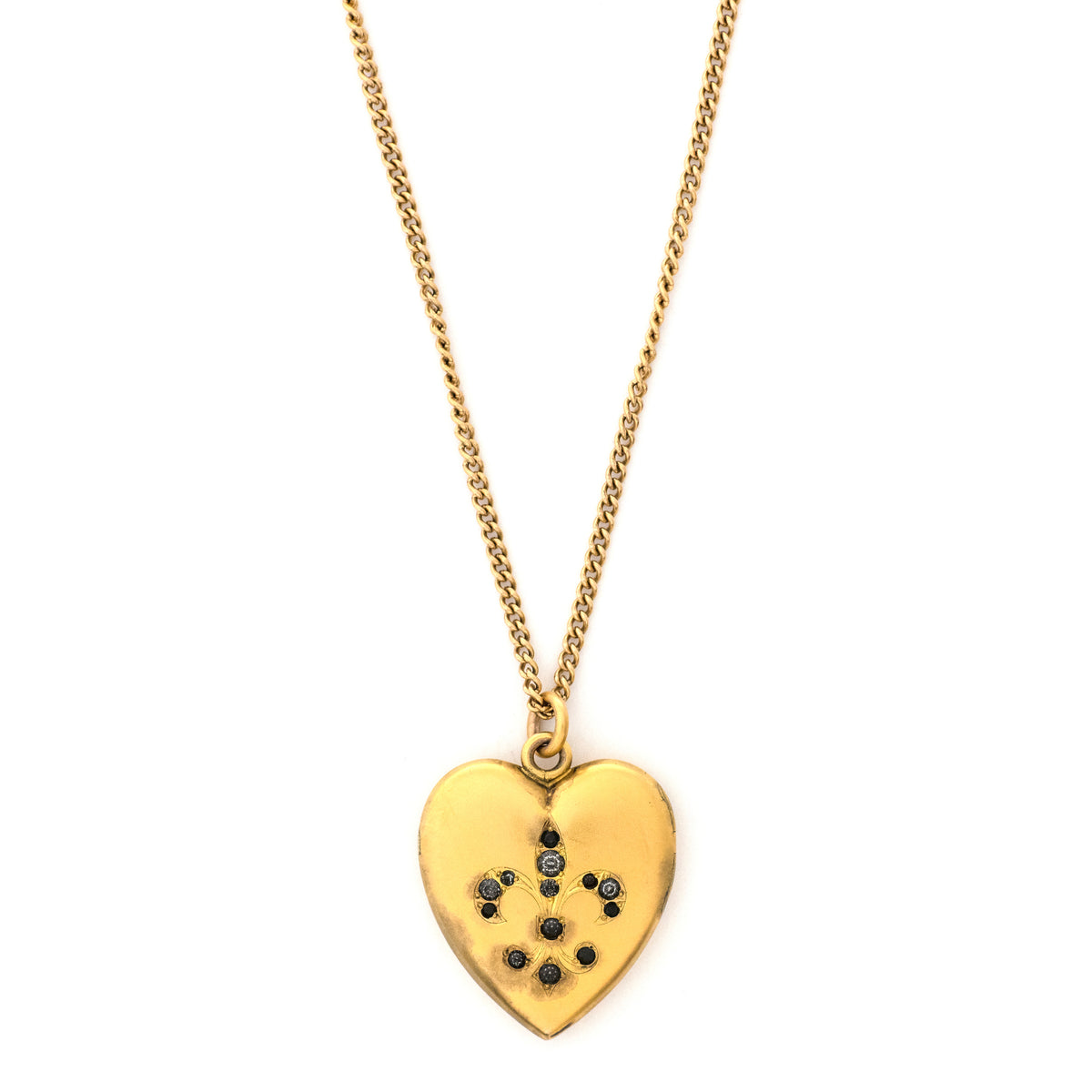 Matte Fleur-De-Lis Heart Locket