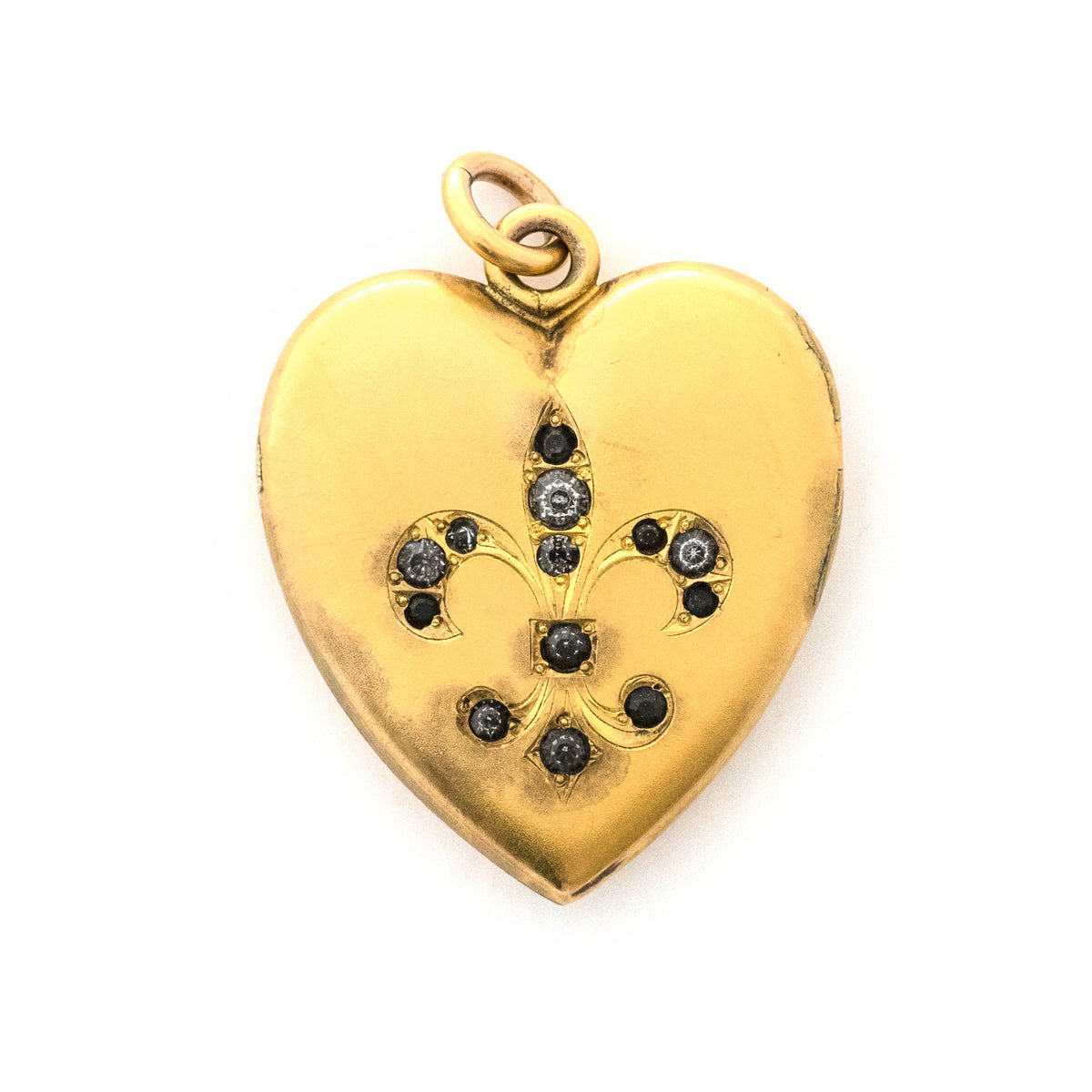 Matte Fleur-De-Lis Heart Locket