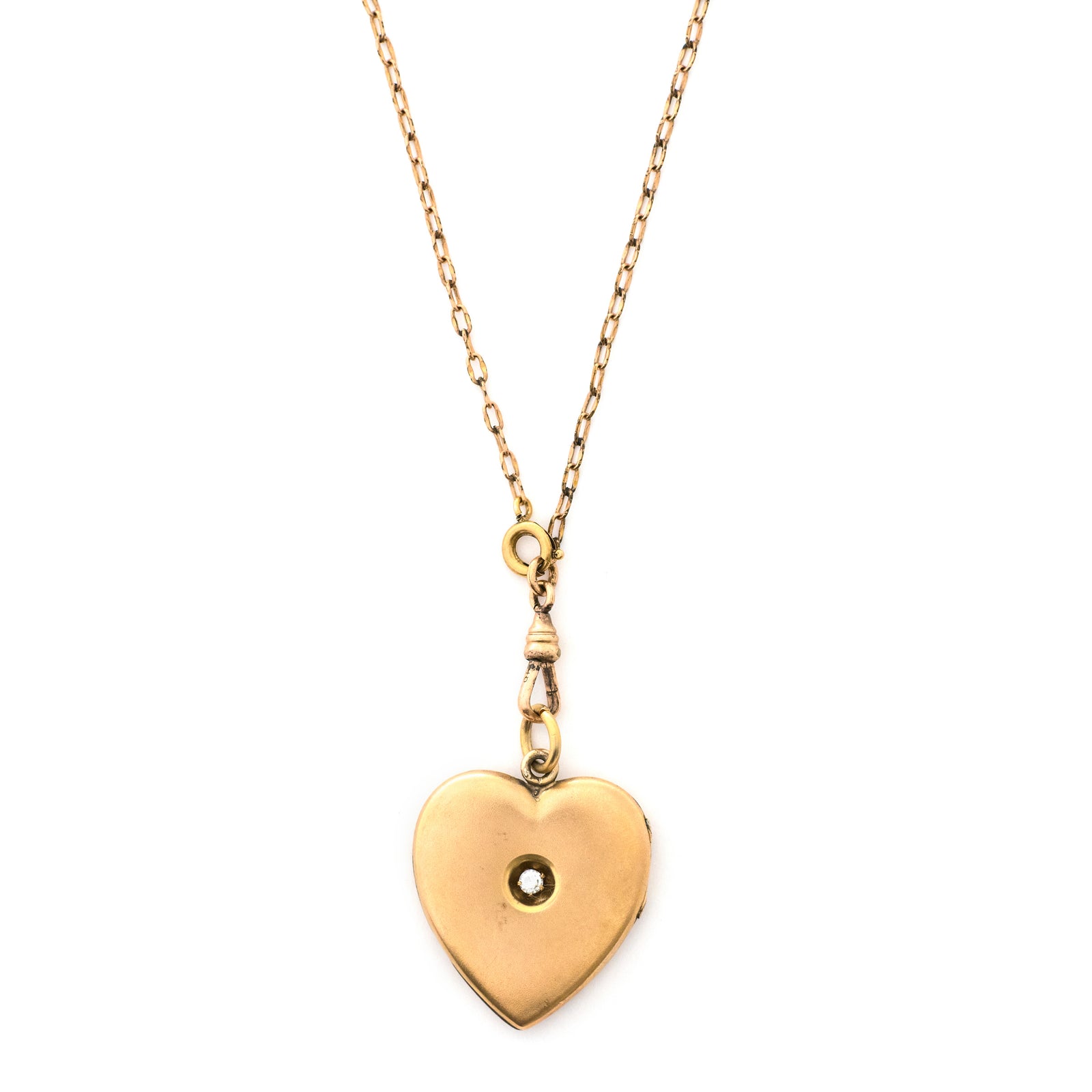 Matte Single Stone Heart Locket