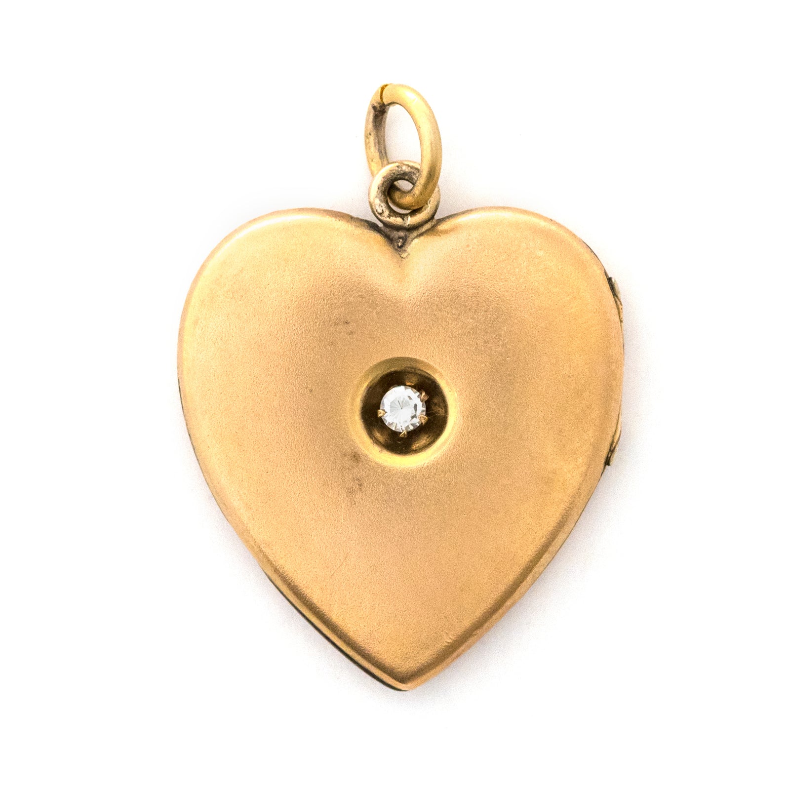 Matte Single Stone Heart Locket