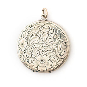Sterling Silver Engraved Floral Locket