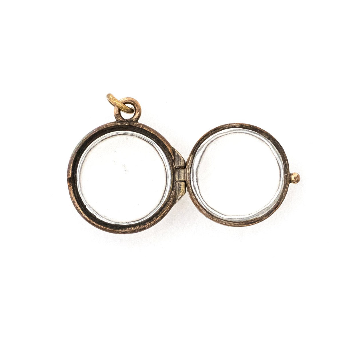 Pool of Light Antique Locket, open locket view. Portrait locket that holds photos and pictures