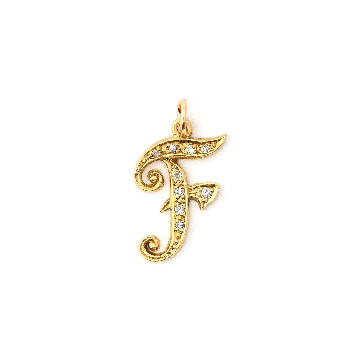 Antique 14k gold Letter F Charm