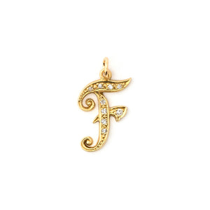 Antique 14k gold Letter F Charm