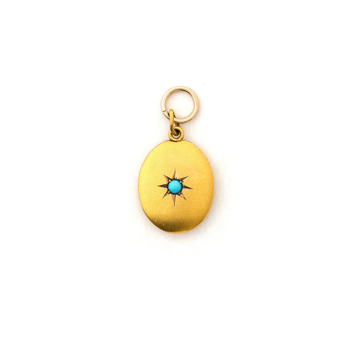 Antique 14k Matte Gold Turquoise Charm