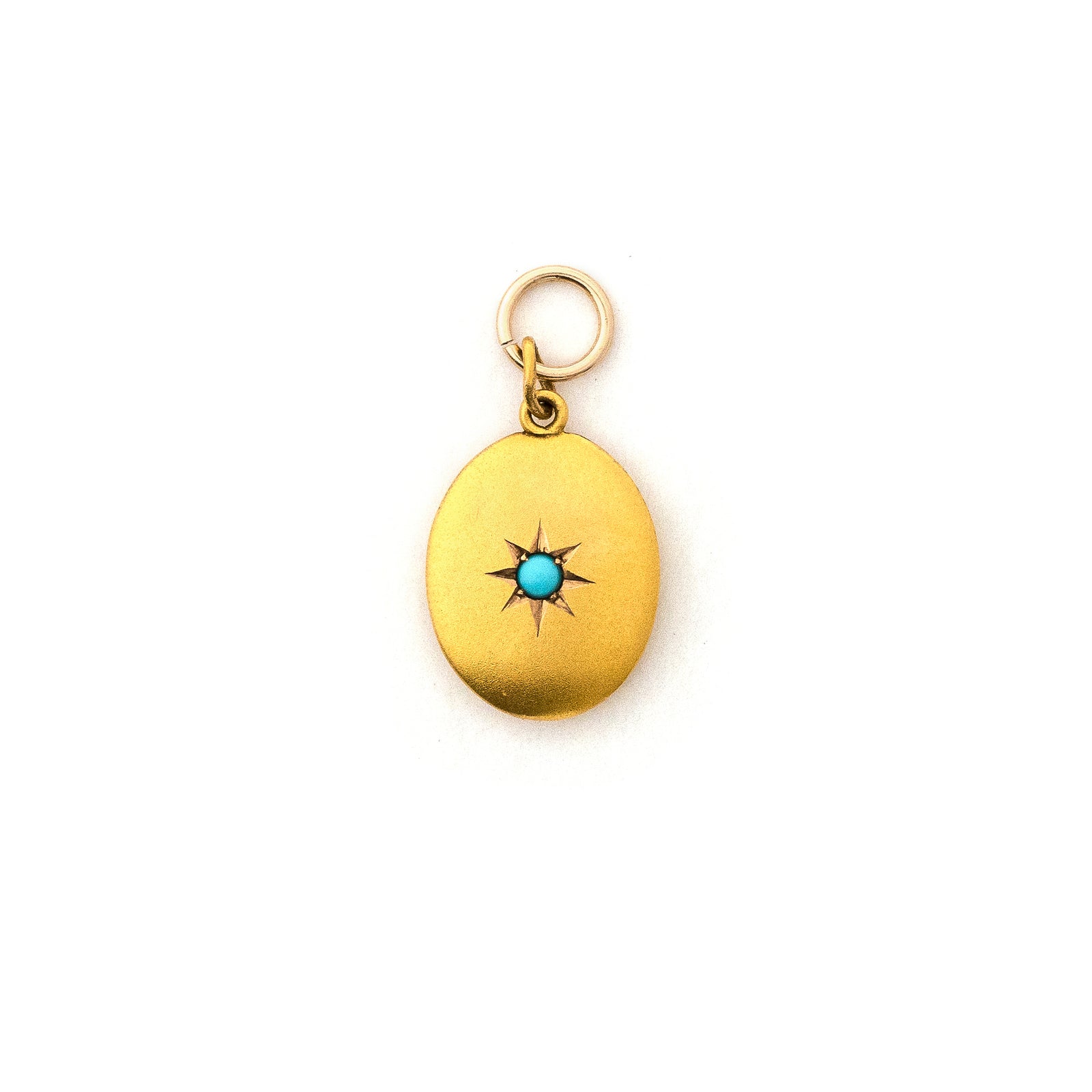 Antique 14k Matte Gold Turquoise Charm