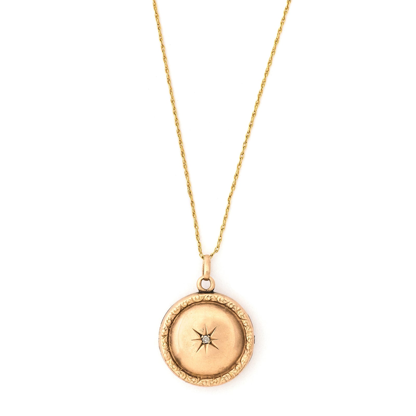 10k Gold & Diamond Petite Starburst Locket