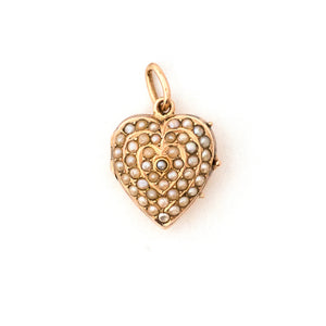 14K Rose Gold Victorian Pearl Heart Locket