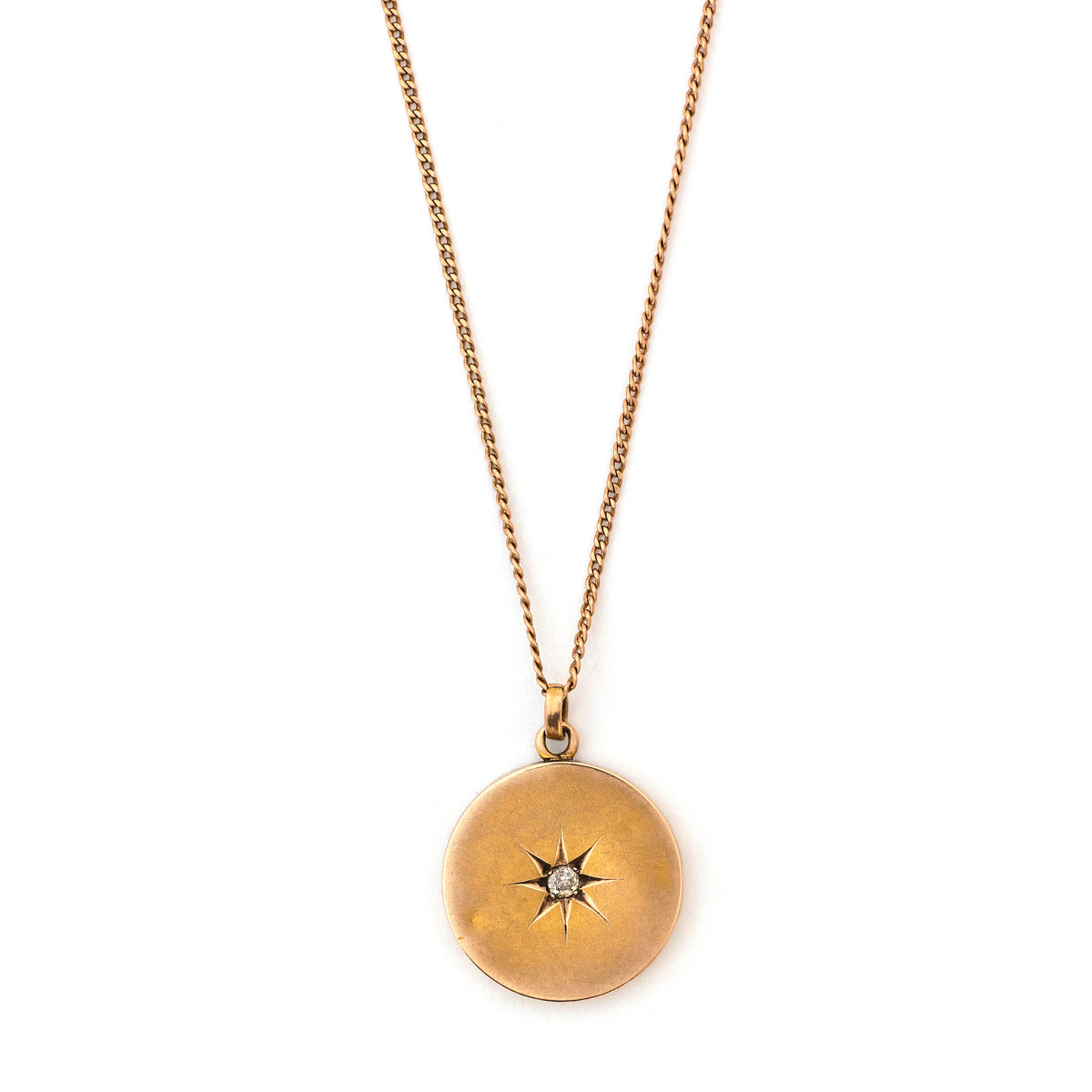 14k Gold & Diamond Starburst Coin Locket