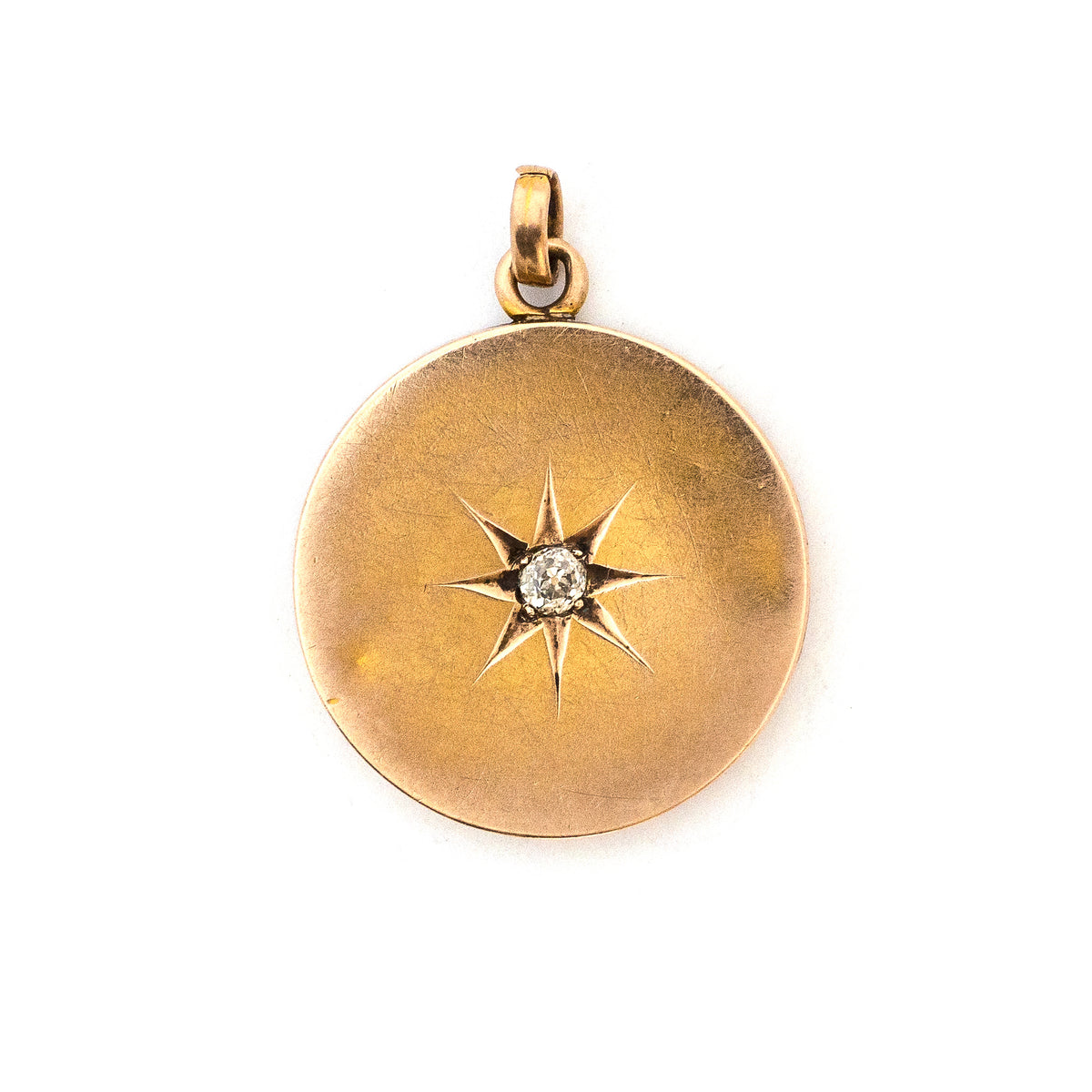 14k Gold & Diamond Starburst Coin Locket