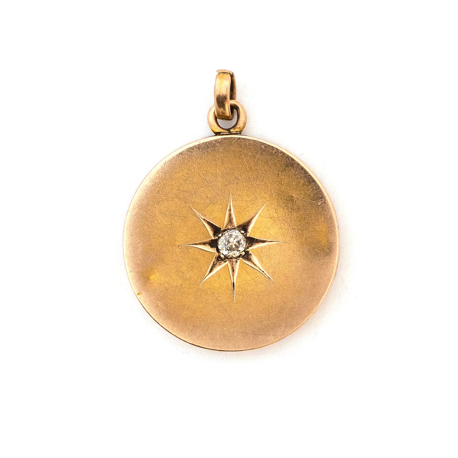 14k Gold & Diamond Starburst Coin Locket