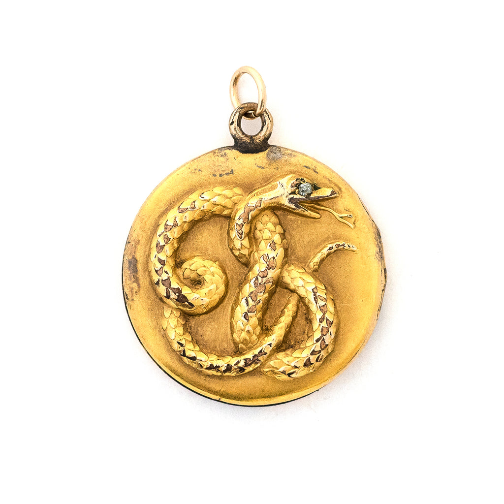 Sold At Auction: A GREEN GEMSTONE SNAKE LOCKET PENDANT In, 49% OFF
