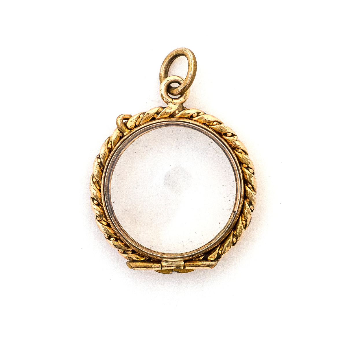 Rope Antique Portrait Locket, back view, Antique portrait locket that holds pictures and photos