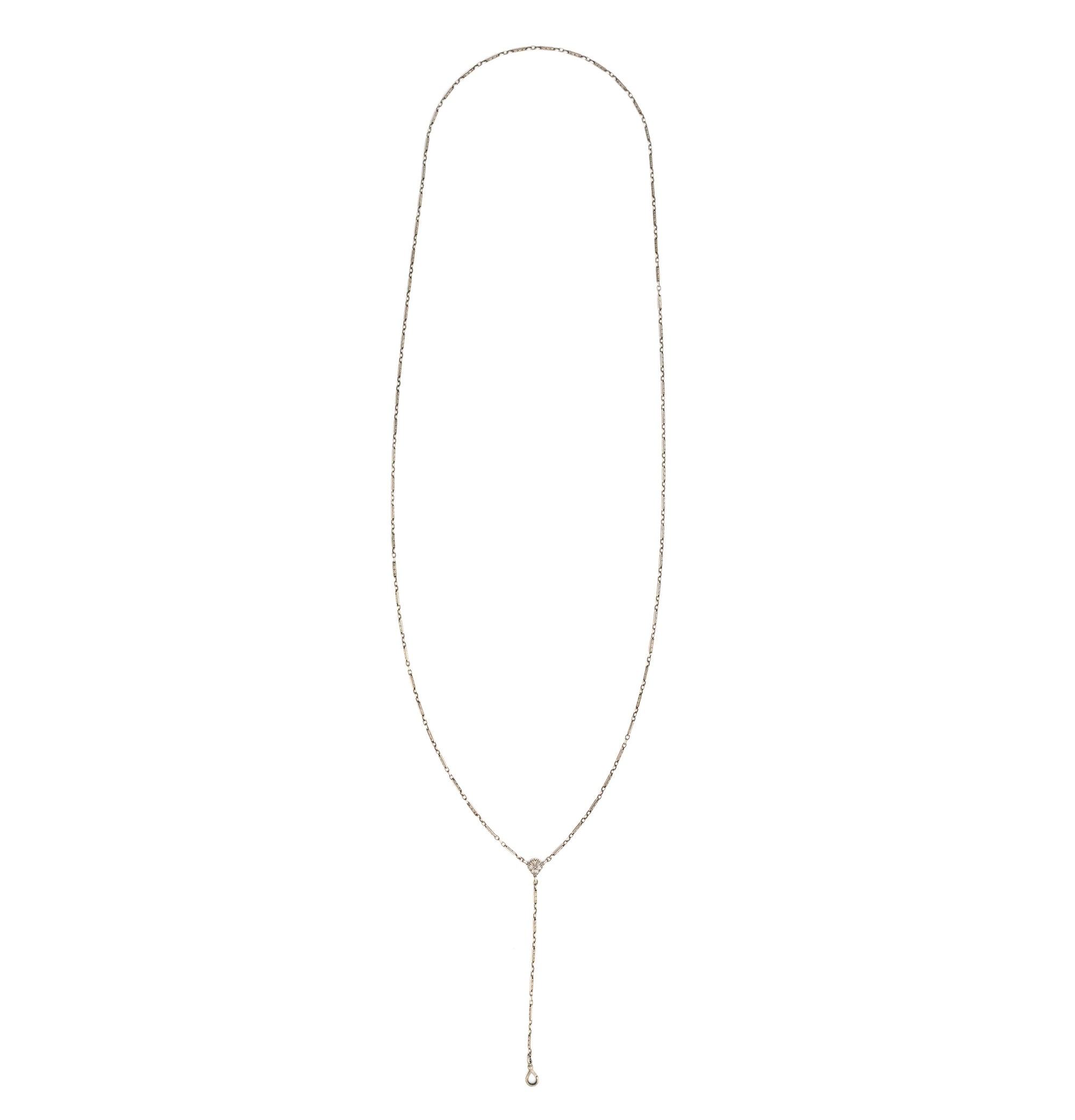 Silver Bar Link Lariat Chain