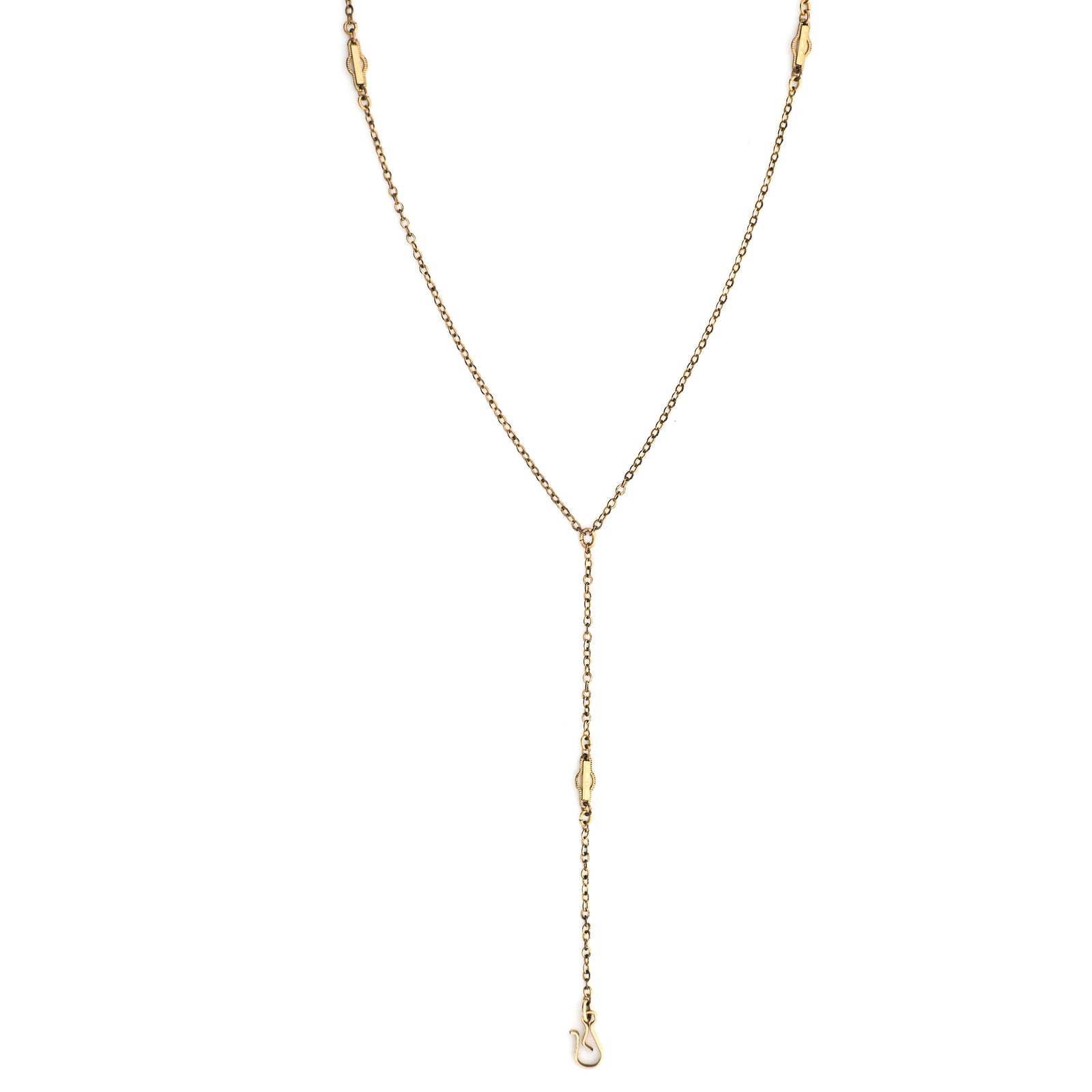 Victorian Cable Lariat Chain, gold fill Victorian era Lariat chain, perfect for charms, fobs or lockets, close up view