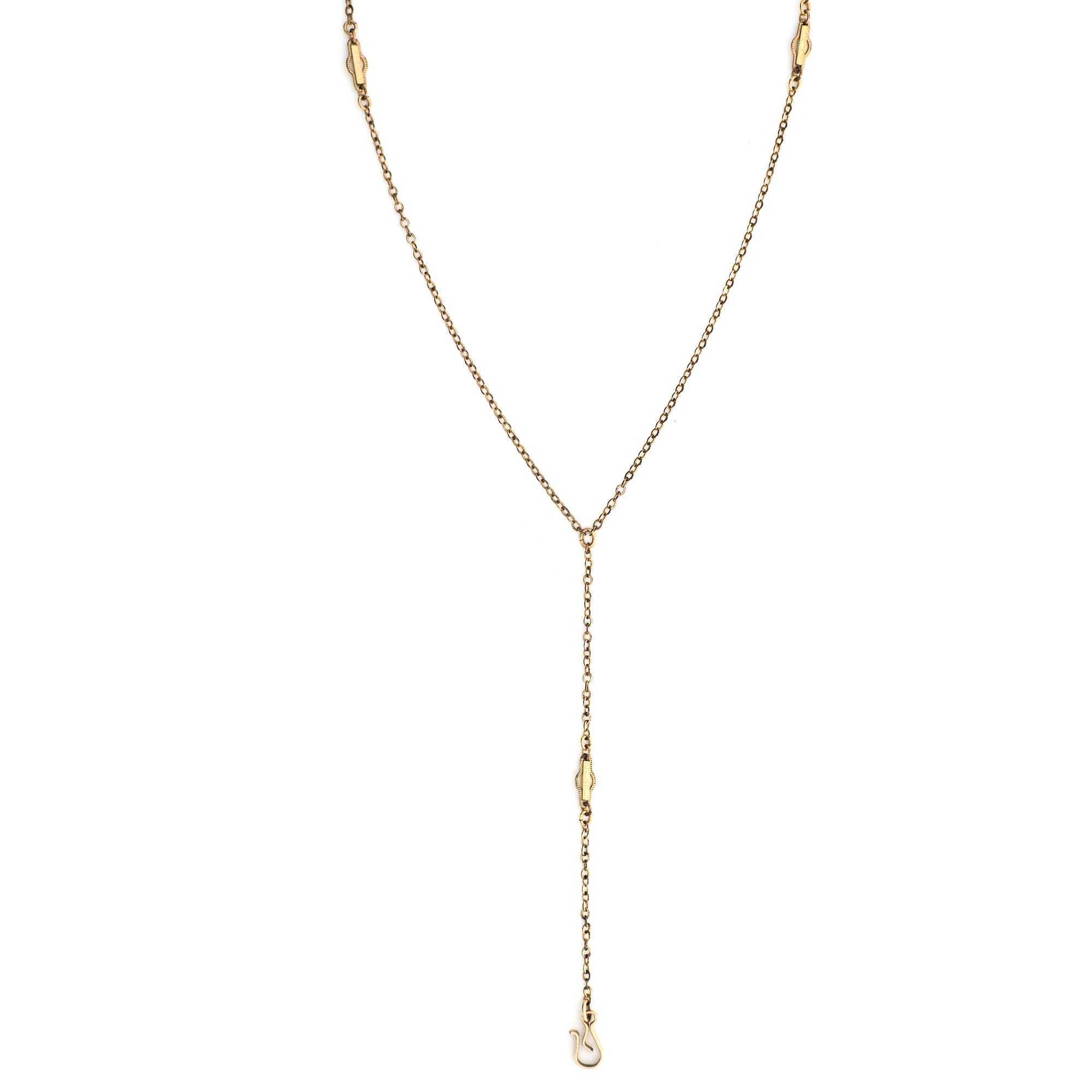 Victorian Cable Lariat Chain, gold fill Victorian era Lariat chain, perfect for charms, fobs or lockets, close up view