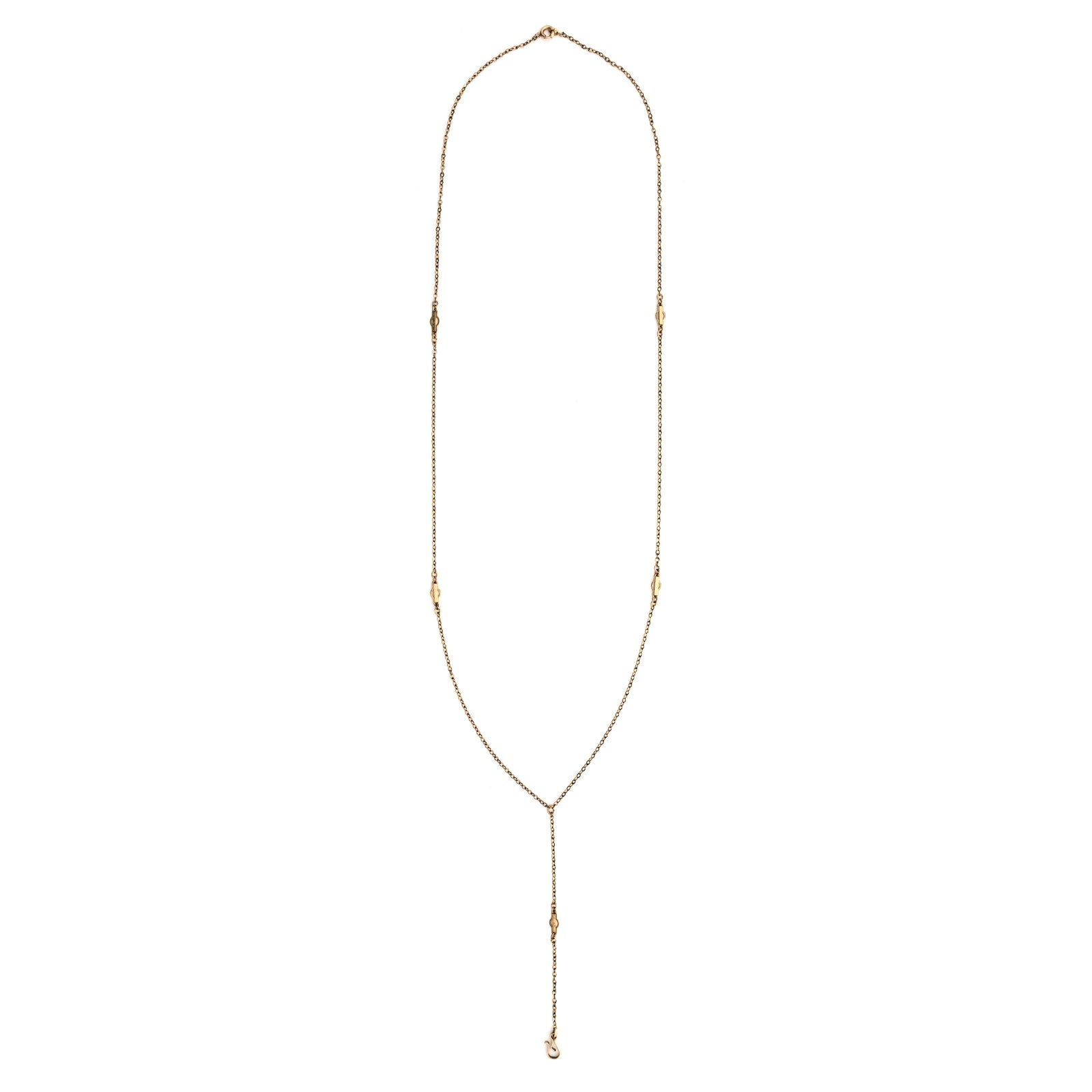 Victorian Cable Lariat Chain, gold fill Victorian era Lariat chain, perfect for charms, fobs or lockets, close up view