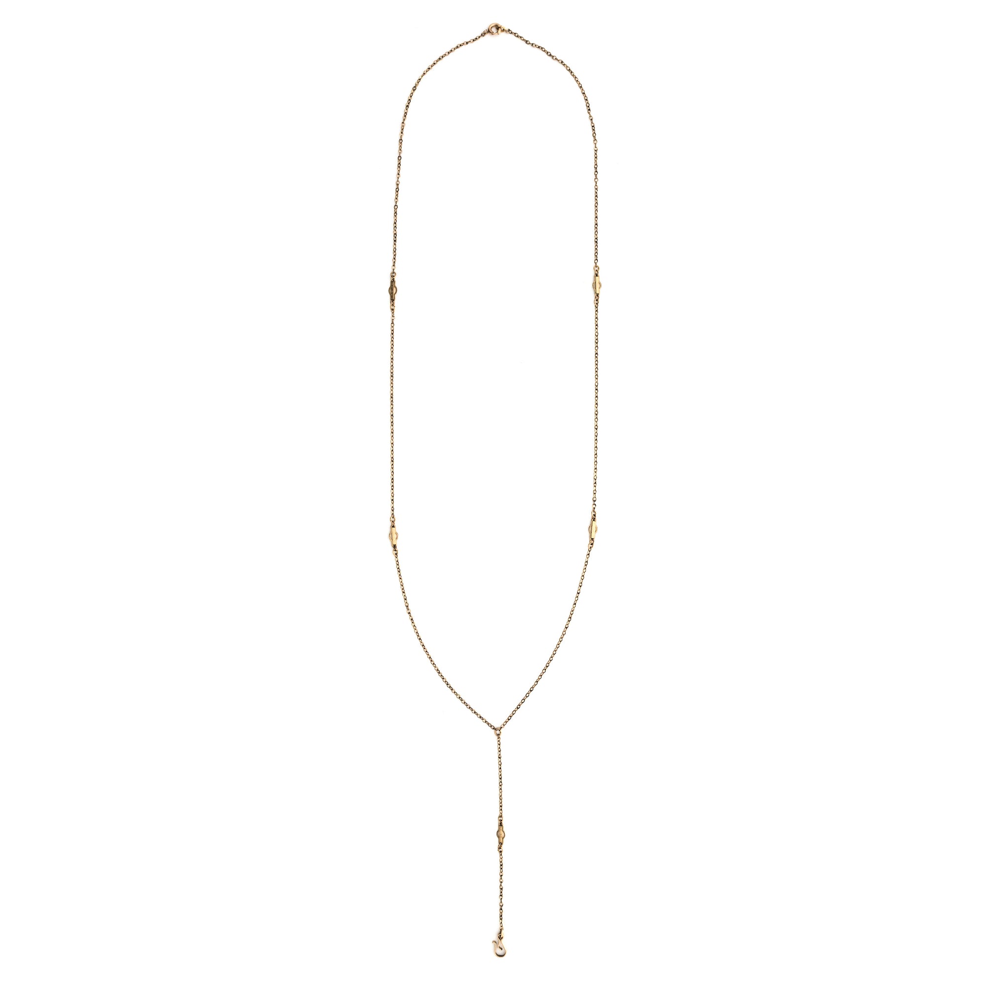 Victorian Cable Lariat Chain, gold fill Victorian era Lariat chain, perfect for charms, fobs or lockets, close up view