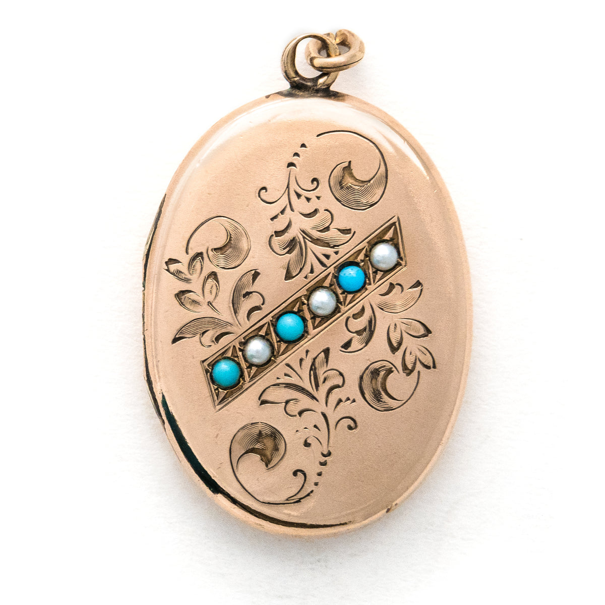 Oval Turquoise & Pearl Locket