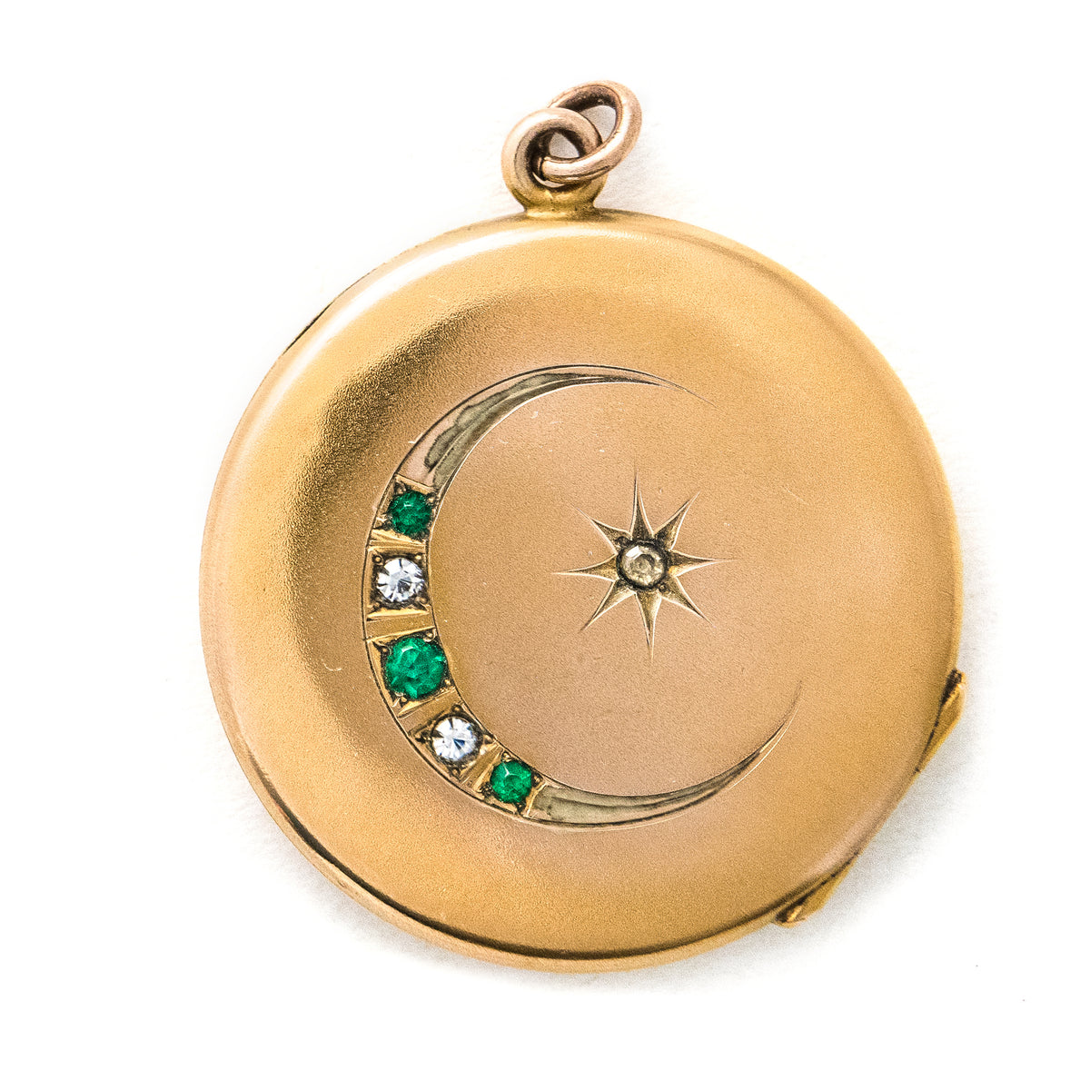 Green & White Crescent Moon Locket