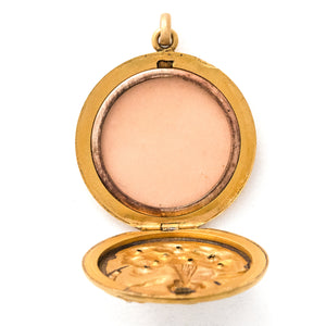 Open Locket view of Cupids breath antique locket, shows original frame and space for pictures and photos