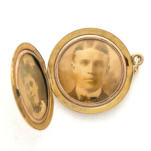 Bubble Fairy antique locket, open locket view, 2 original frames for pictures of locket photos