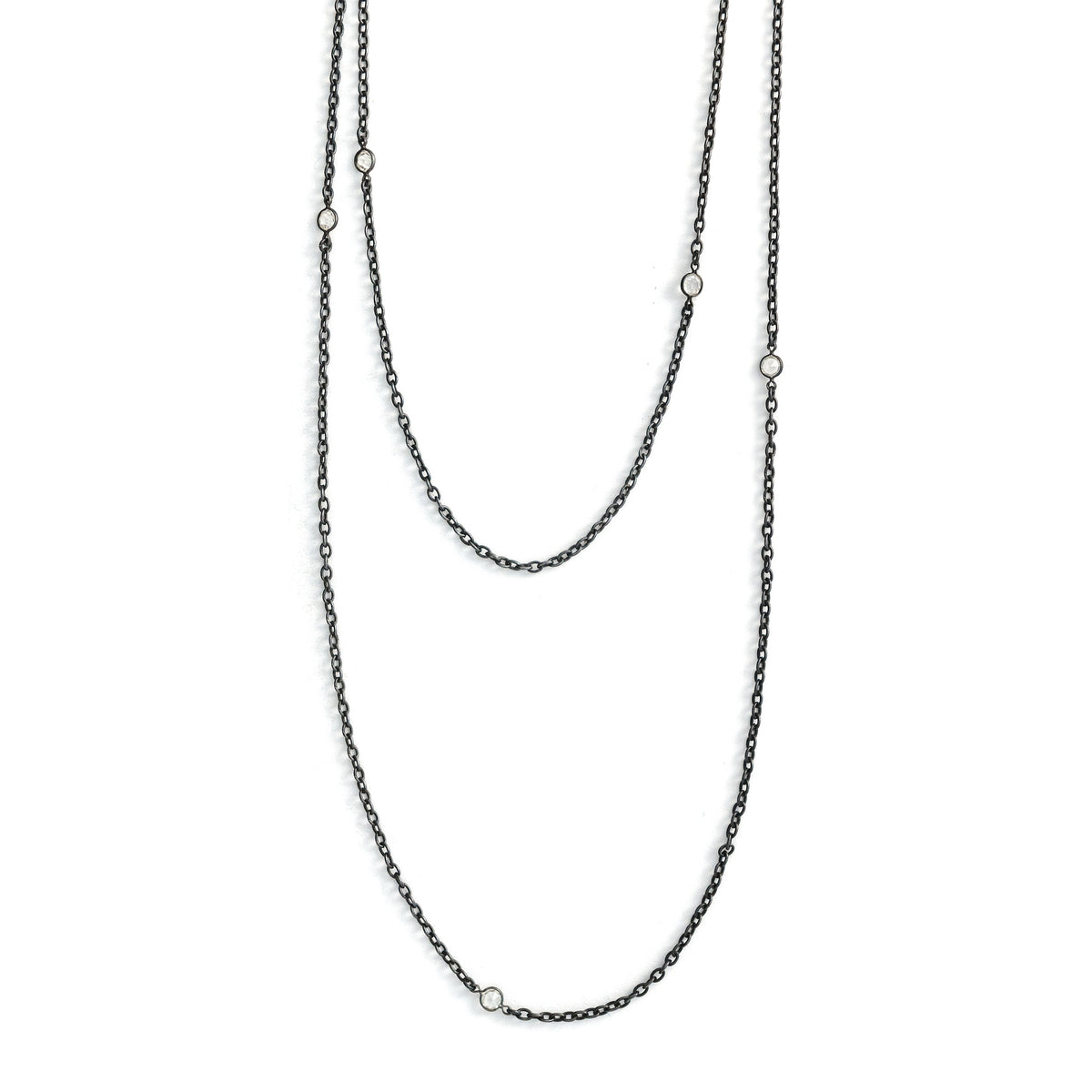 6 Stone Victorian Gunmetal Watch Chain