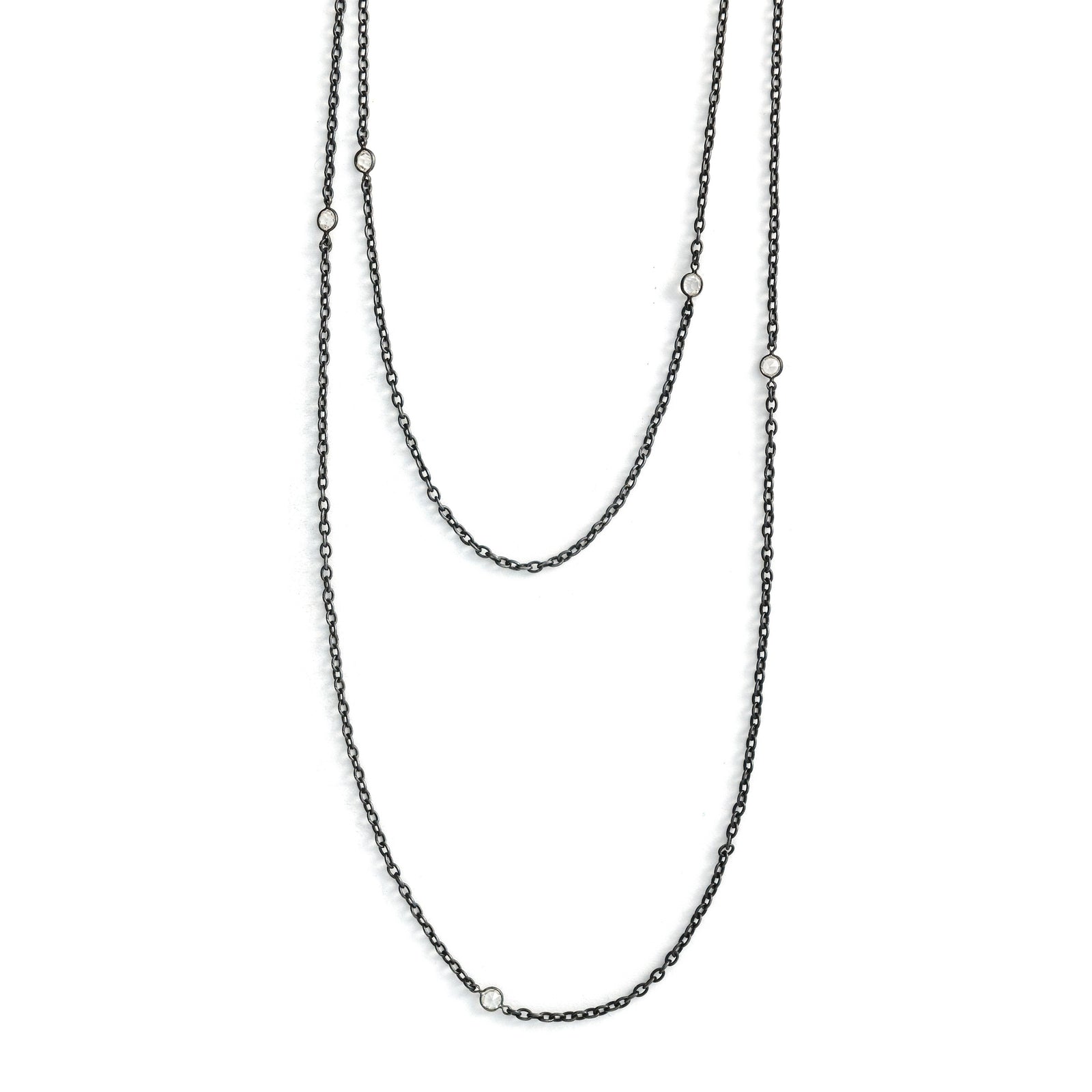 6 Stone Victorian Gunmetal Watch Chain