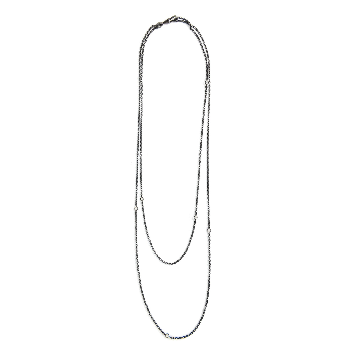 6 Stone Victorian Gunmetal Watch Chain