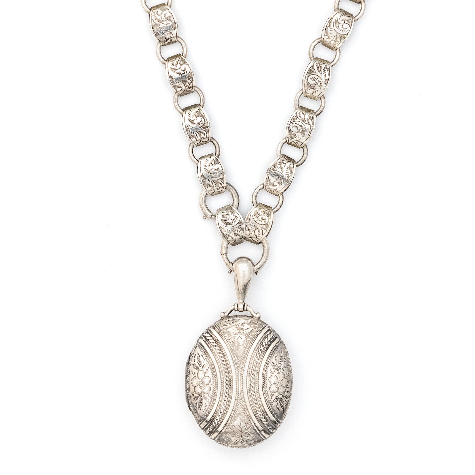 English Silver Forget Me Not Antique Locket