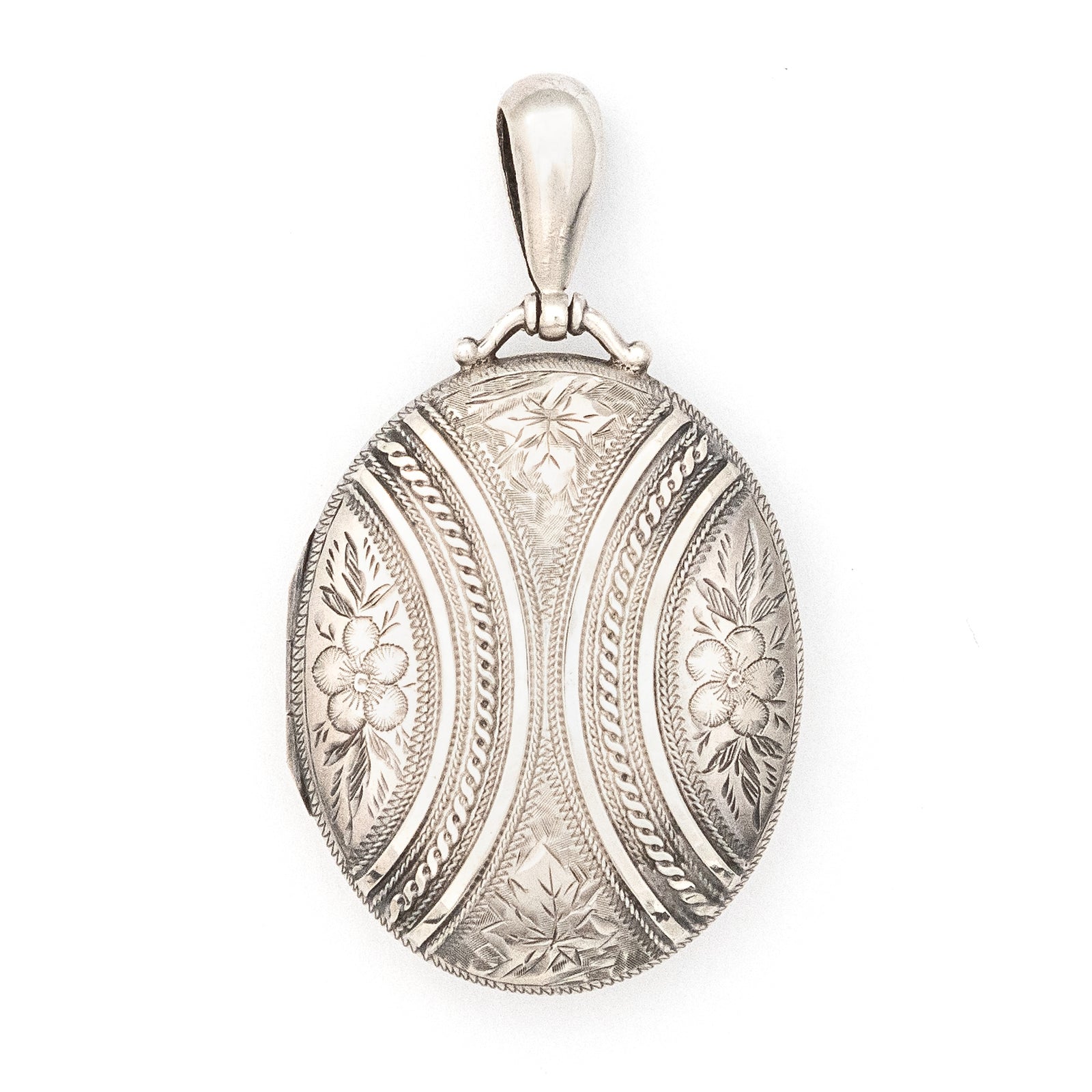 English Silver Forget Me Not Antique Locket