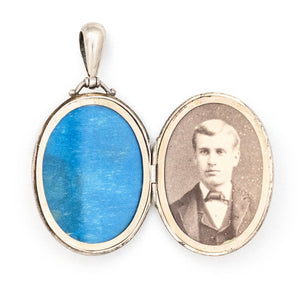 English Silver Forget Me Not Antique Locket