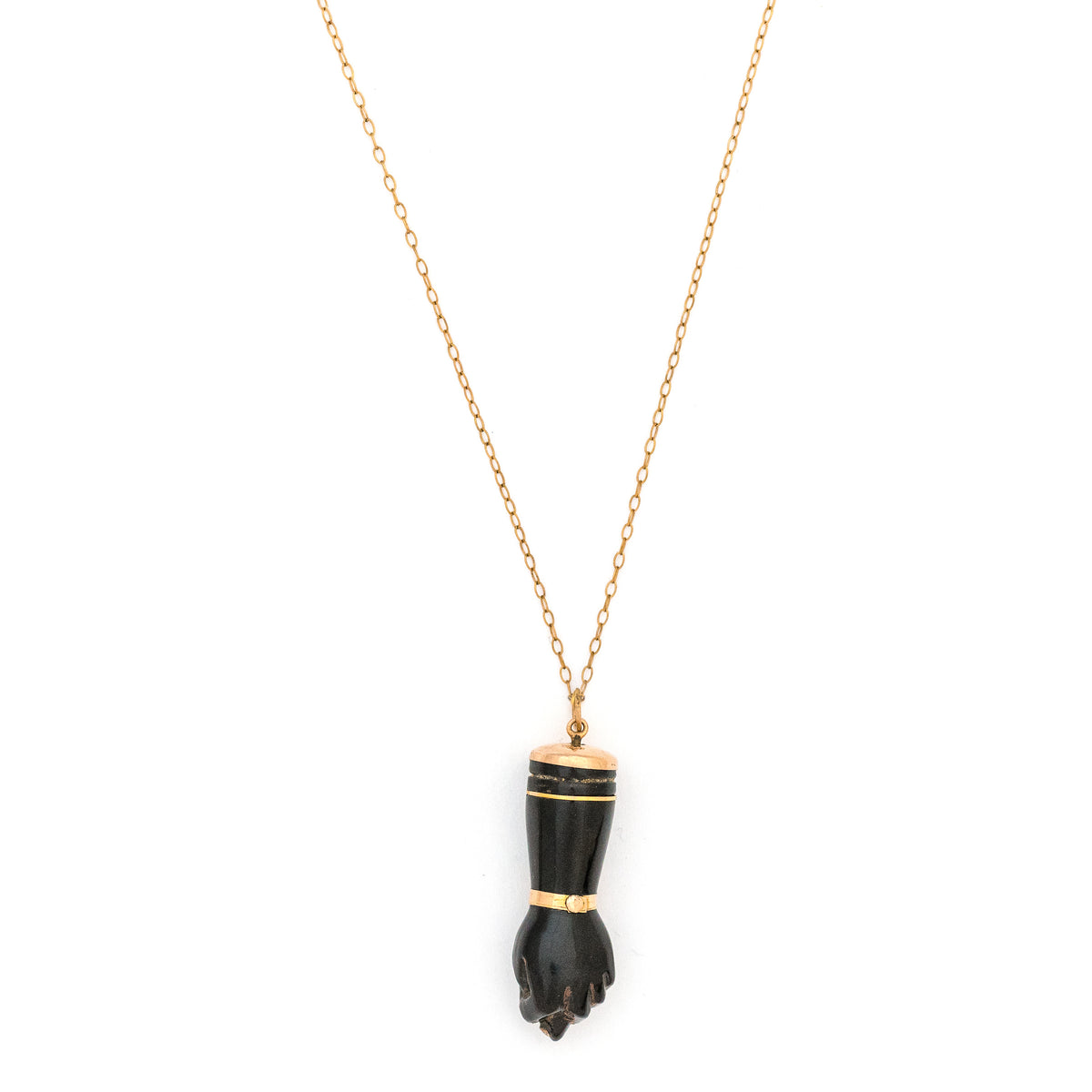 Antique 18K Gold & Jet Figa Charm
