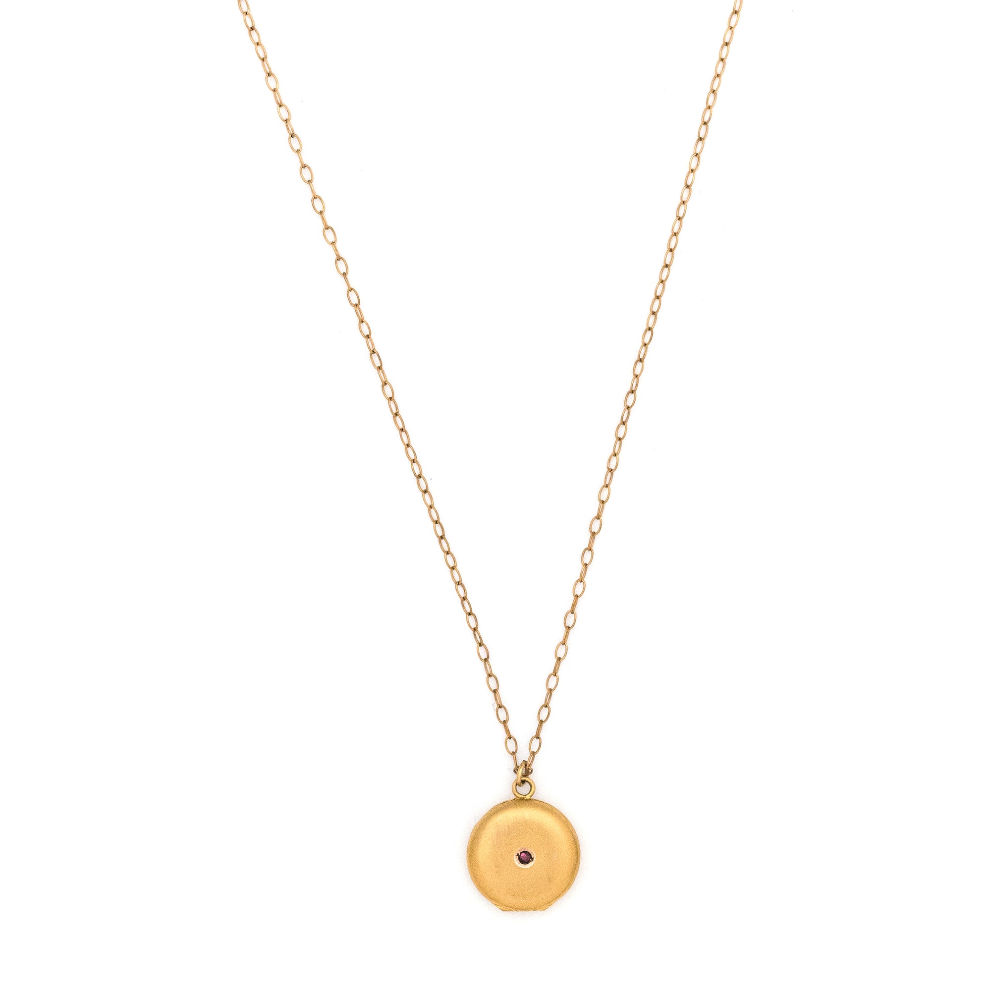 Petite 10K Gold Ruby Locket