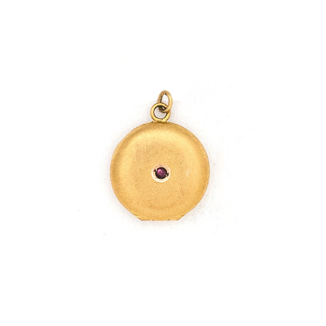 Petite 10K Gold Ruby Locket